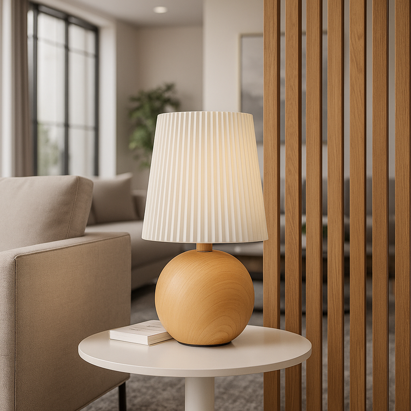 Betulla — Lampe plissée effet bois rechargeable