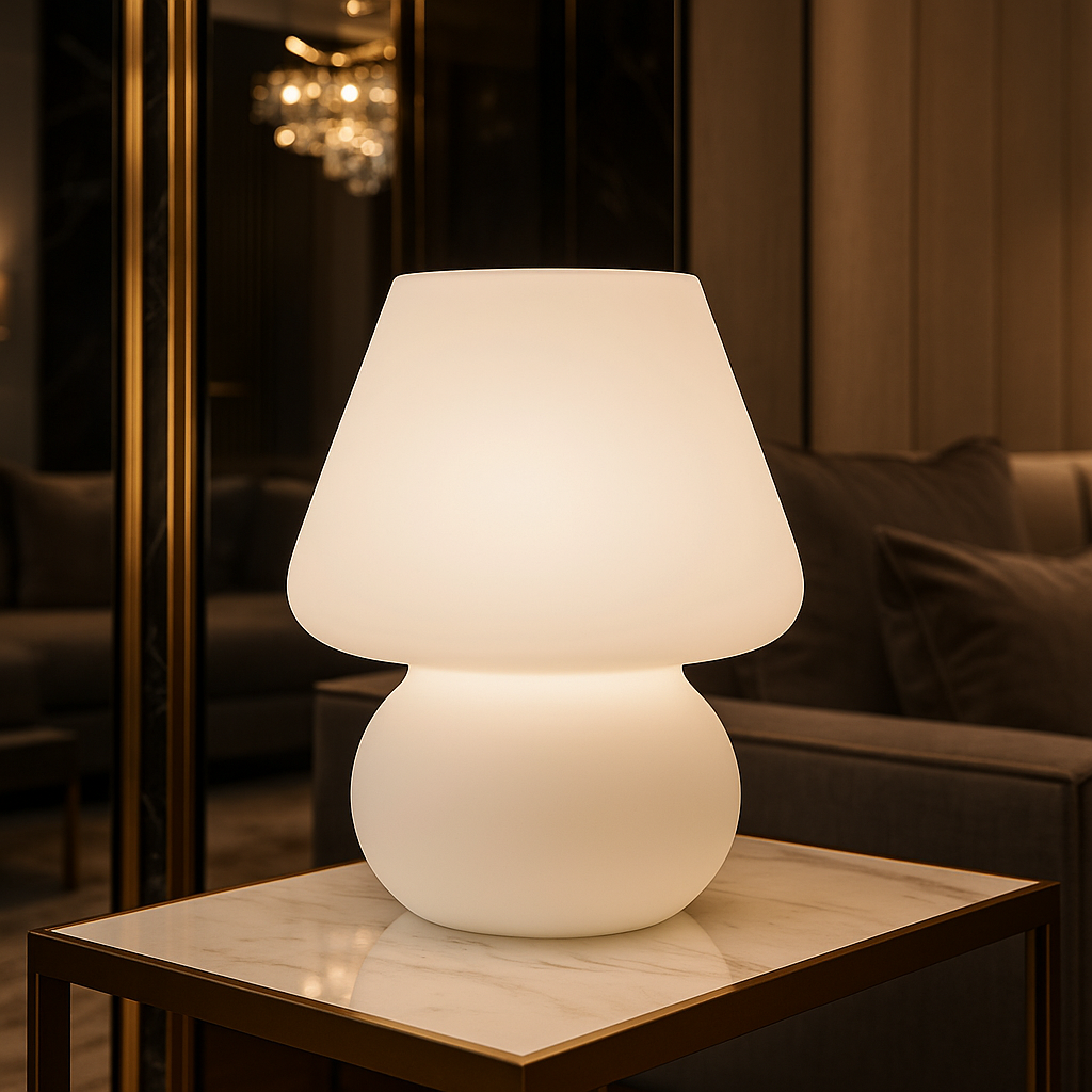 Soffia — Lampe champignon en verre soufflé strié