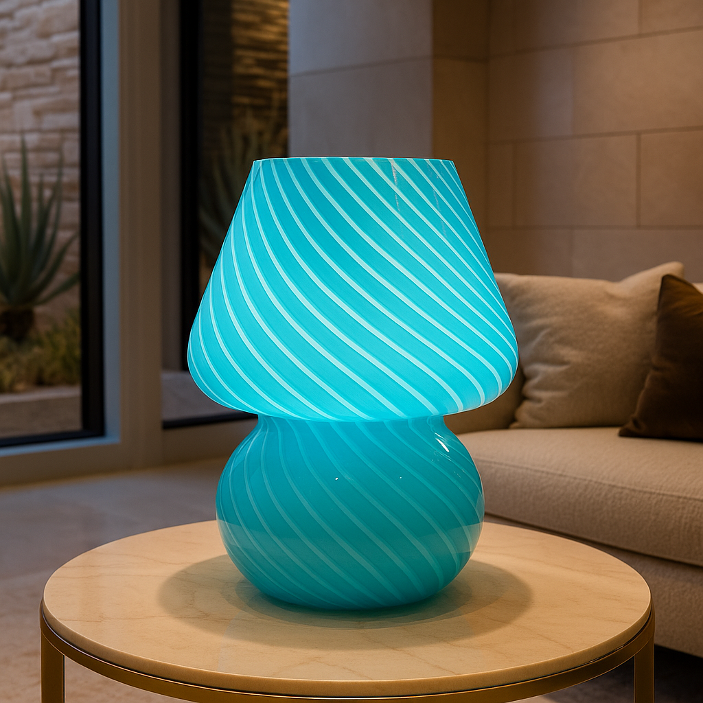 Soffia — Lampe champignon en verre soufflé strié