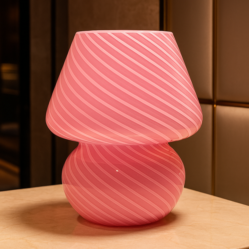 Soffia — Lampe champignon en verre soufflé strié