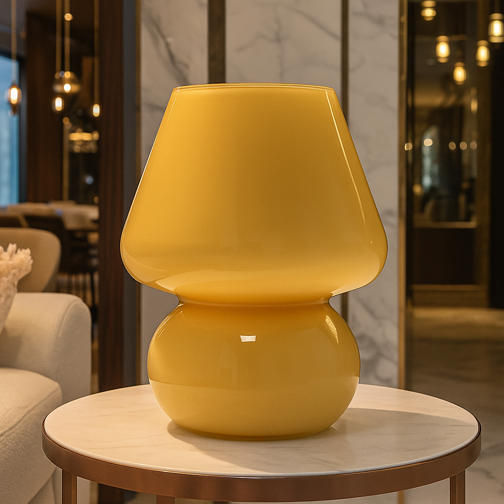 Soffia — Lampe champignon en verre soufflé strié