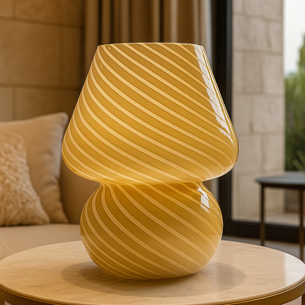 Soffia — Lampe champignon en verre soufflé strié