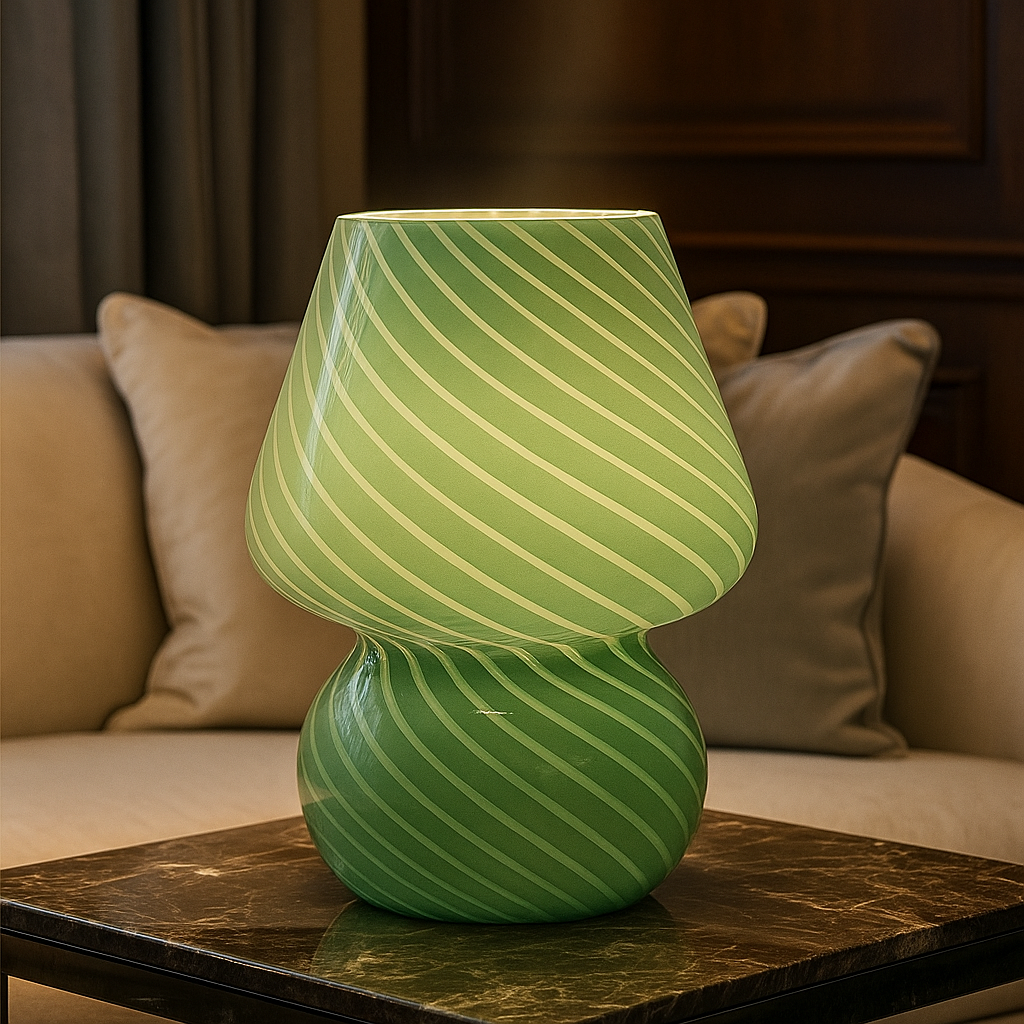Soffia — Lampe champignon en verre soufflé strié