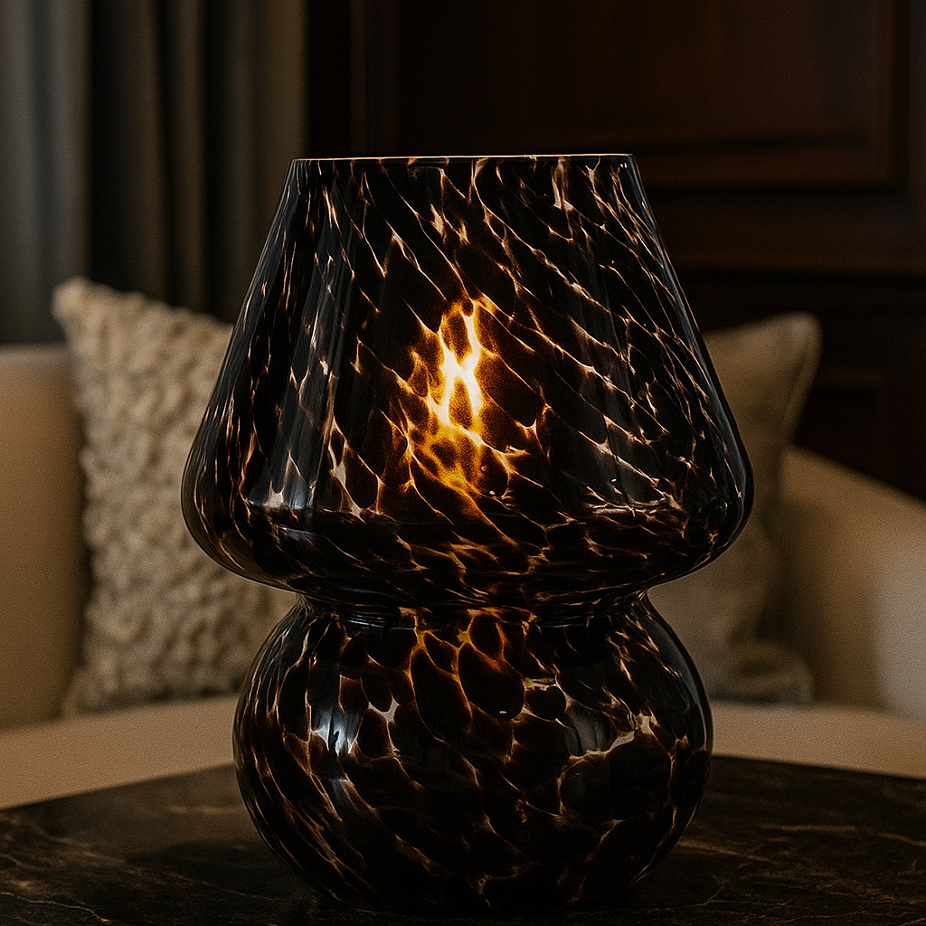 Soffia — Lampe champignon en verre soufflé strié