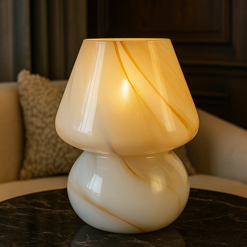 Soffia — Lampe champignon en verre soufflé strié