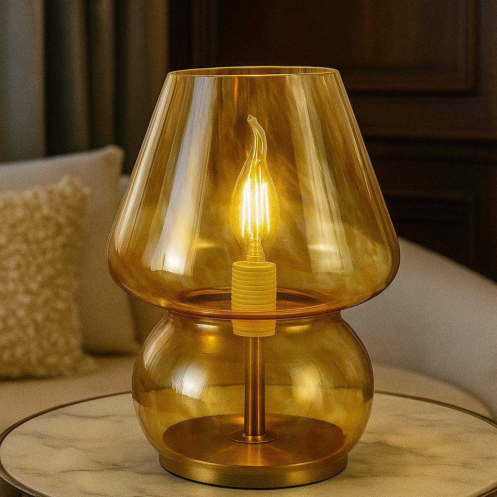 Soffia — Lampe champignon en verre soufflé strié