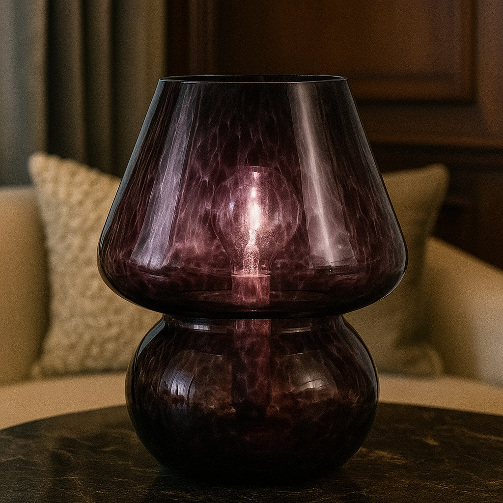Soffia — Lampe champignon en verre soufflé strié