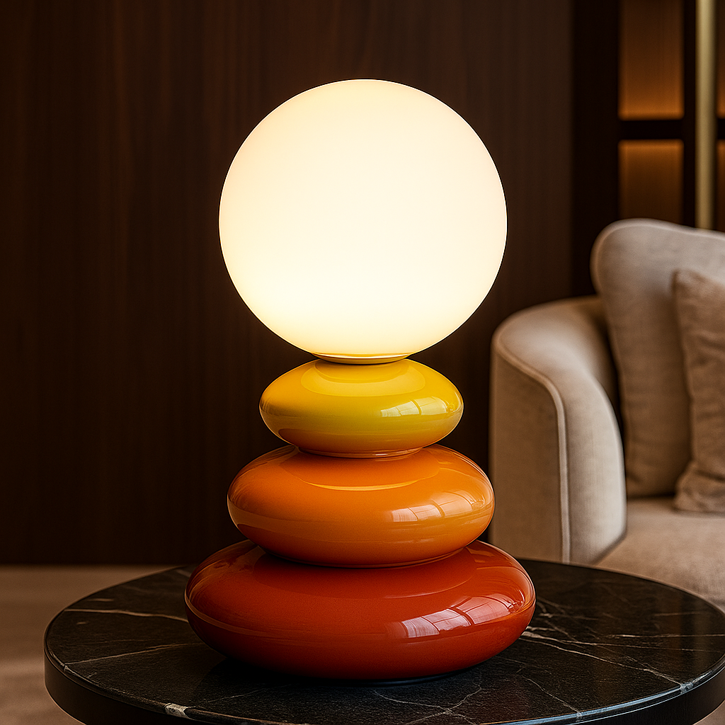 Marina — Lampe en céramique à galets empilés