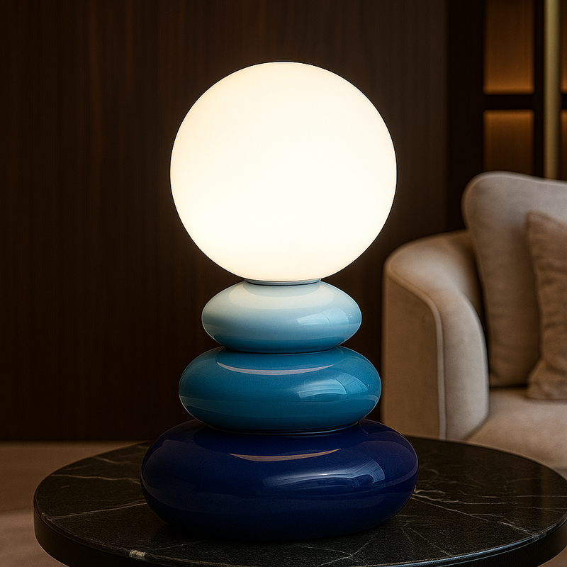 Marina — Lampe en céramique à galets empilés