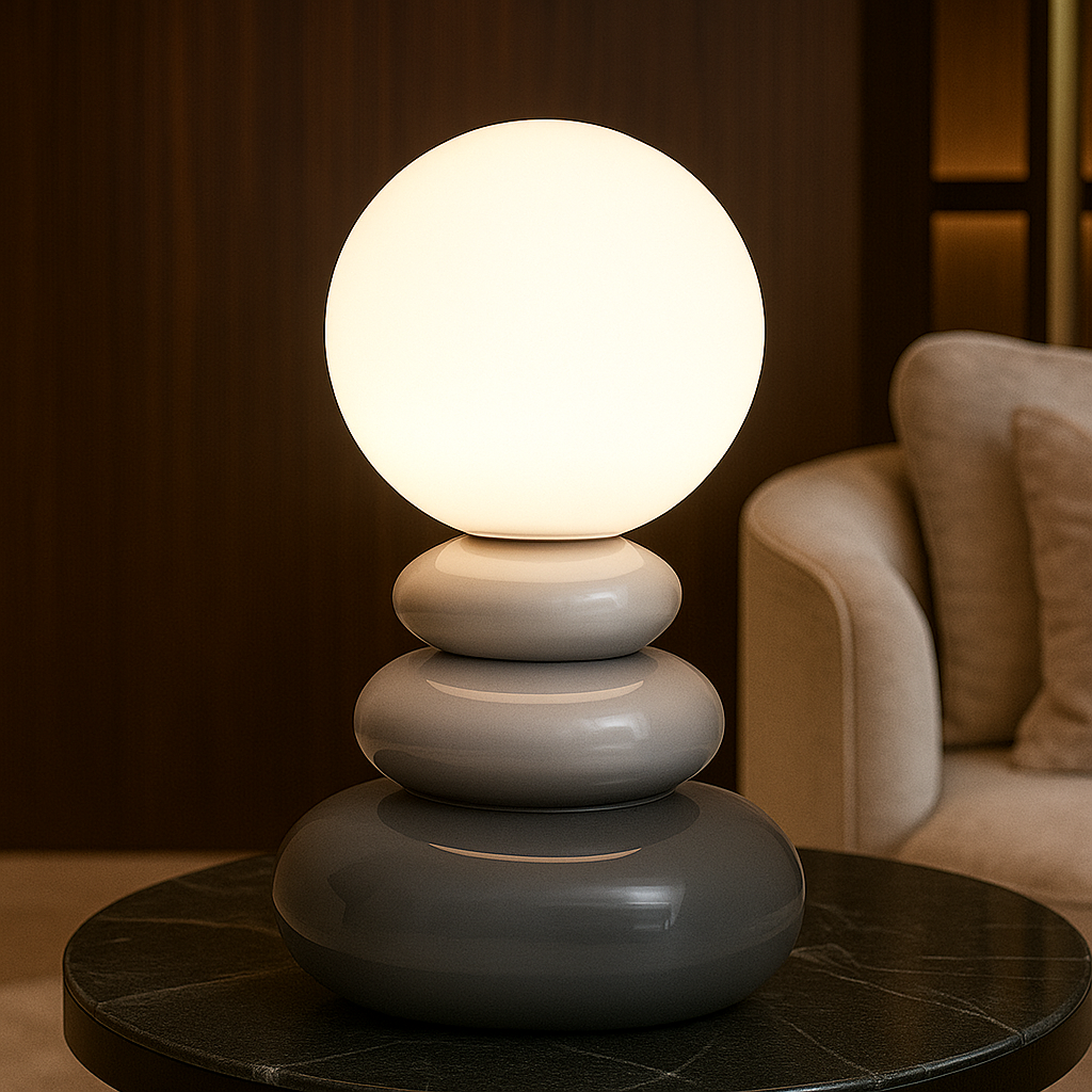 Marina — Lampe en céramique à galets empilés