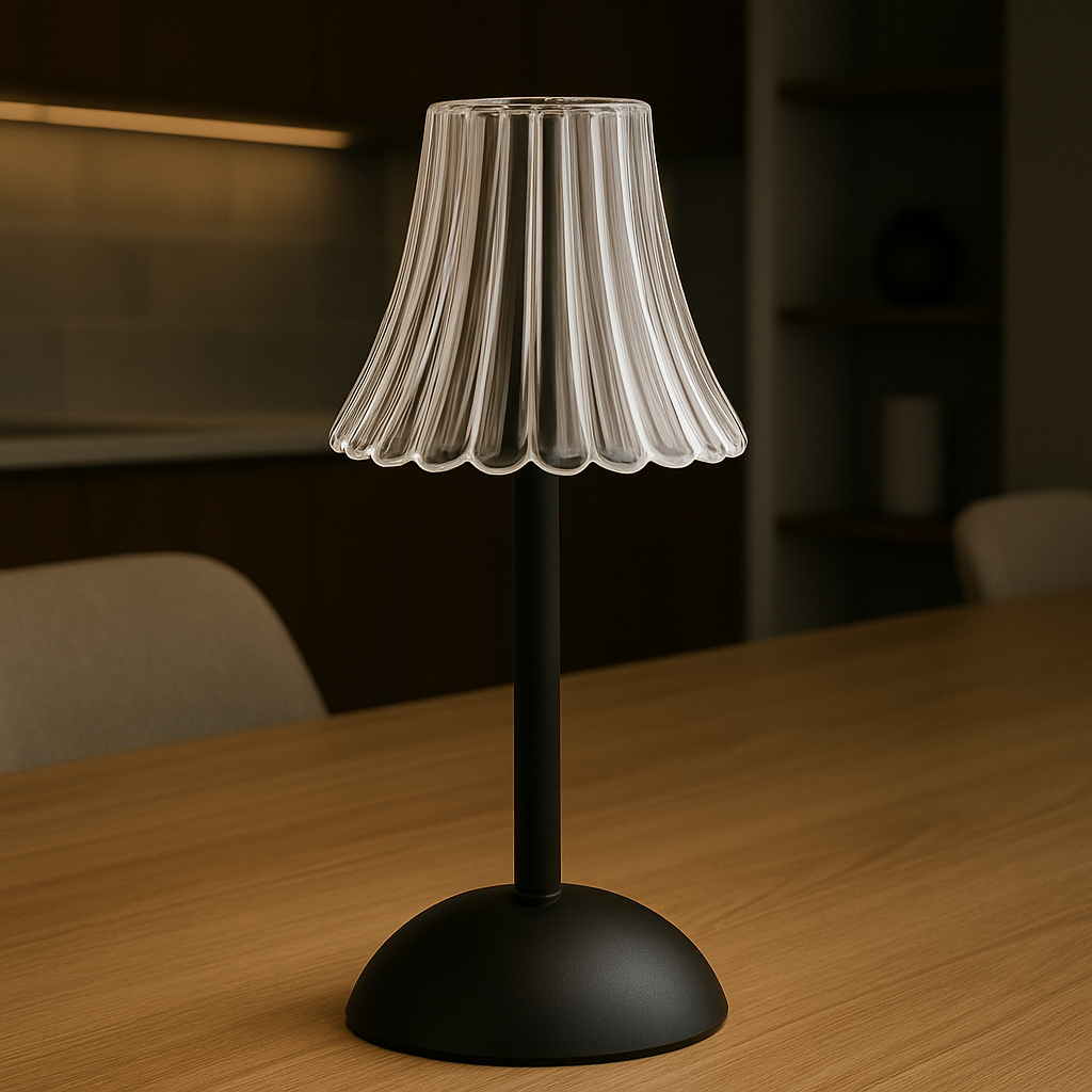Belisa — Lampe sans fil à abat-jour plissé