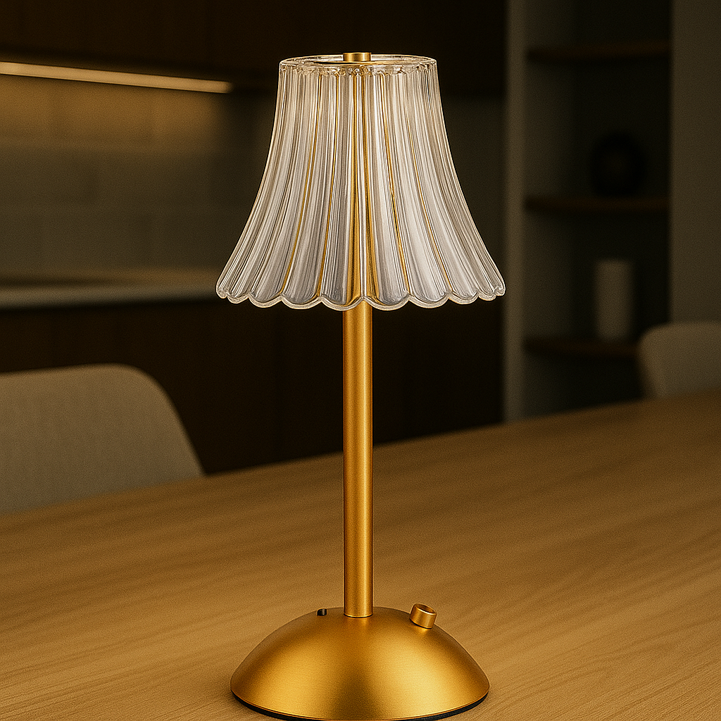 Belisa — Lampe sans fil à abat-jour plissé