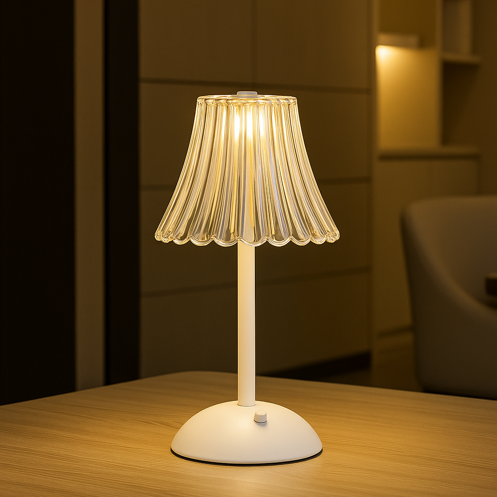 Belisa — Lampe sans fil à abat-jour plissé