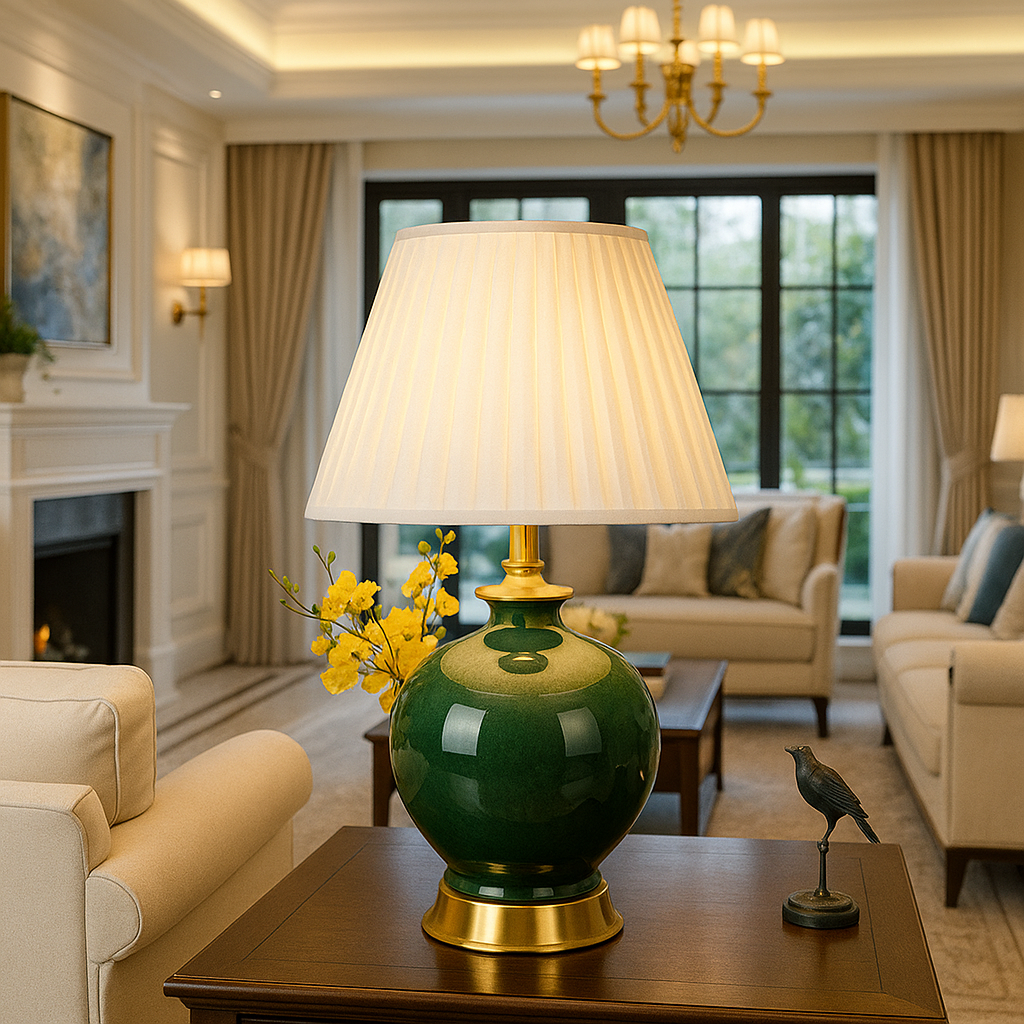 Verdelia — Lampe en céramique et laiton