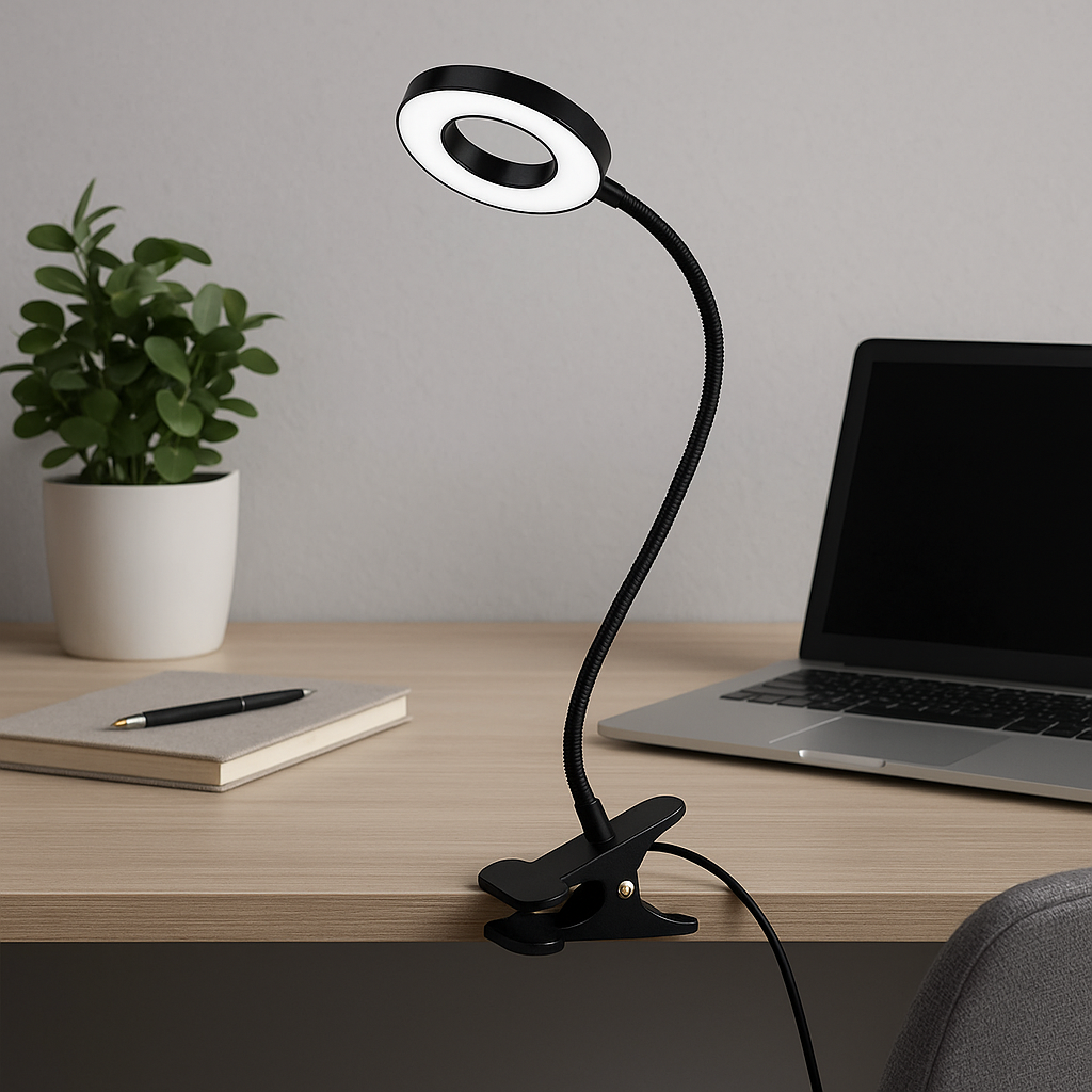 Anella — Lampe de bureau à pince et col de cygne