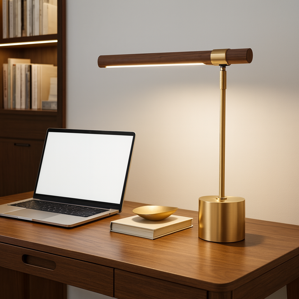 Ottavia — Lampe en bois et métal doré LED