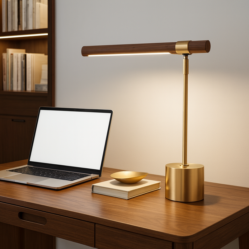 Ottavia — Lampe en bois et métal doré LED