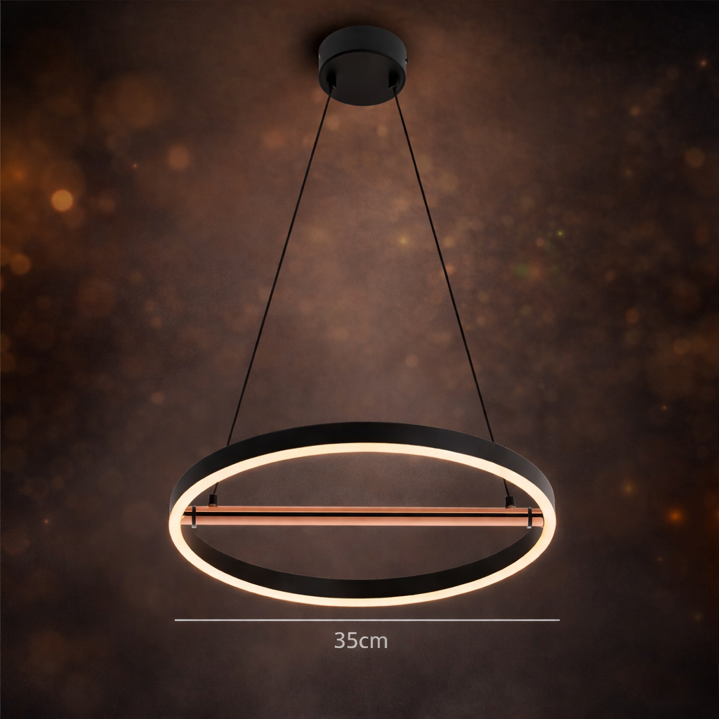 Cuprea — Suspension anneau LED finition cuivrée