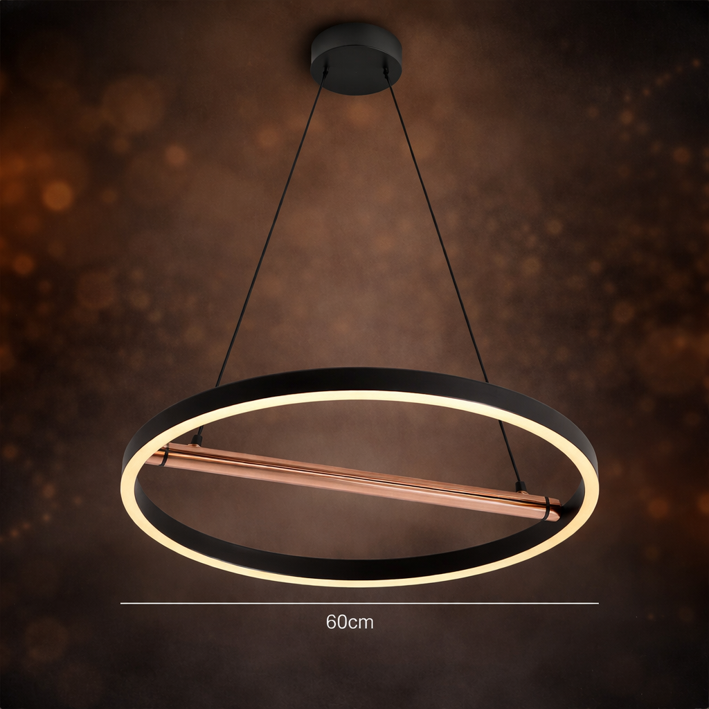Cuprea — Suspension anneau LED finition cuivrée