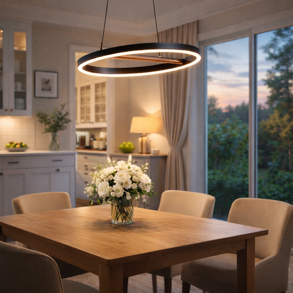 Cuprea — Suspension anneau LED finition cuivrée