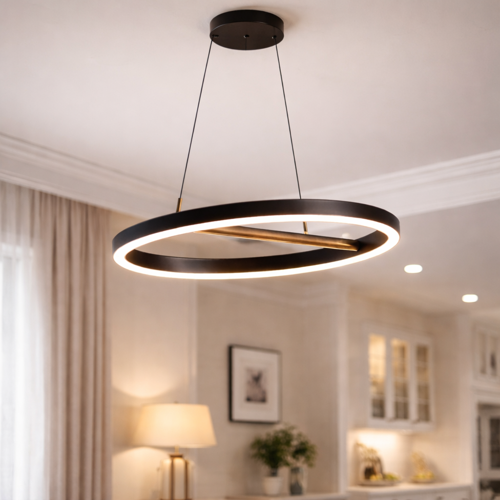 Cuprea — Suspension anneau LED finition cuivrée