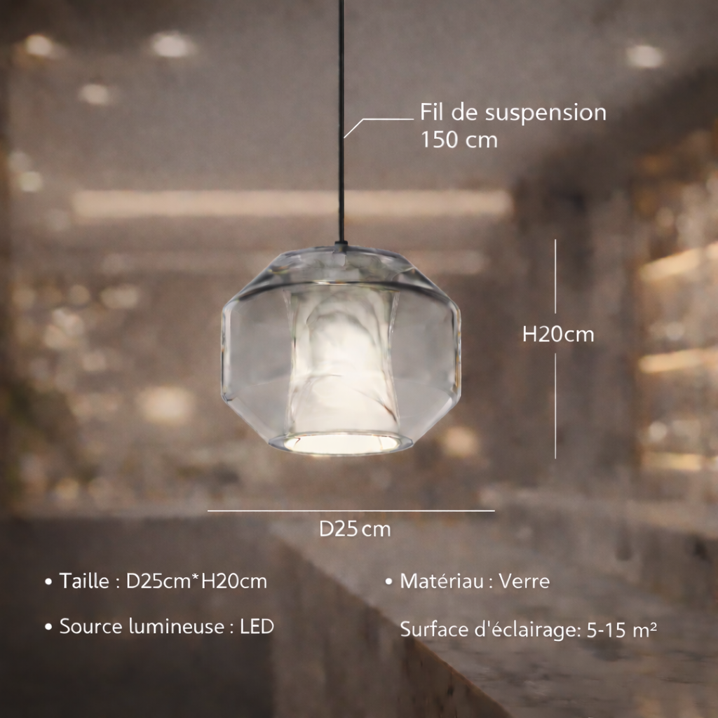 Vitralia — Suspension prisme en verre et marbre
