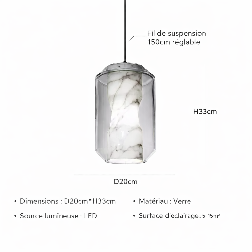 Vitralia — Suspension prisme en verre et marbre