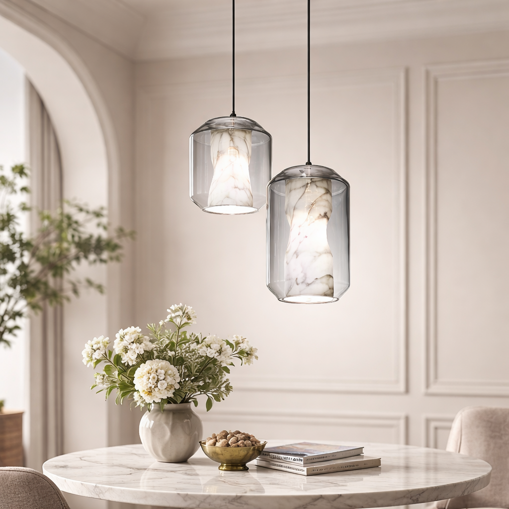 Vitralia — Suspension prisme en verre et marbre