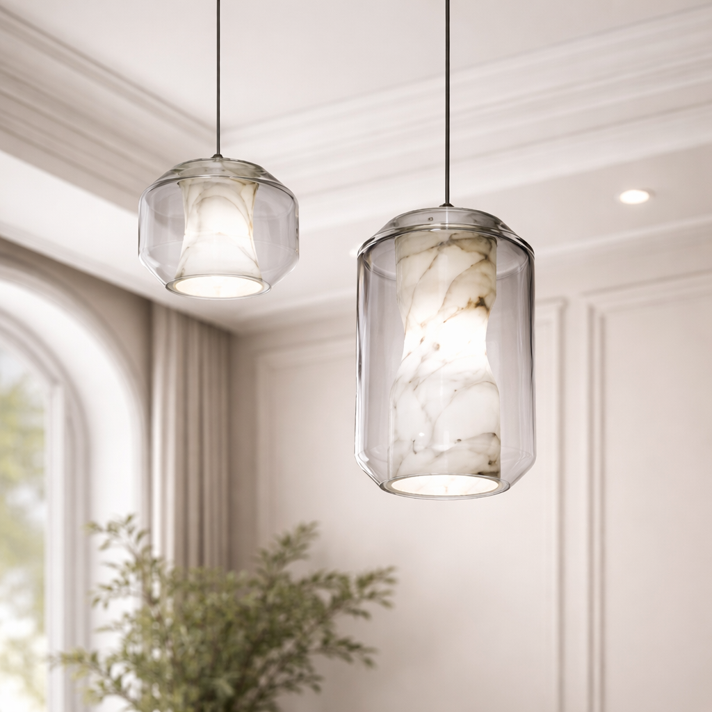 Vitralia — Suspension prisme en verre et marbre