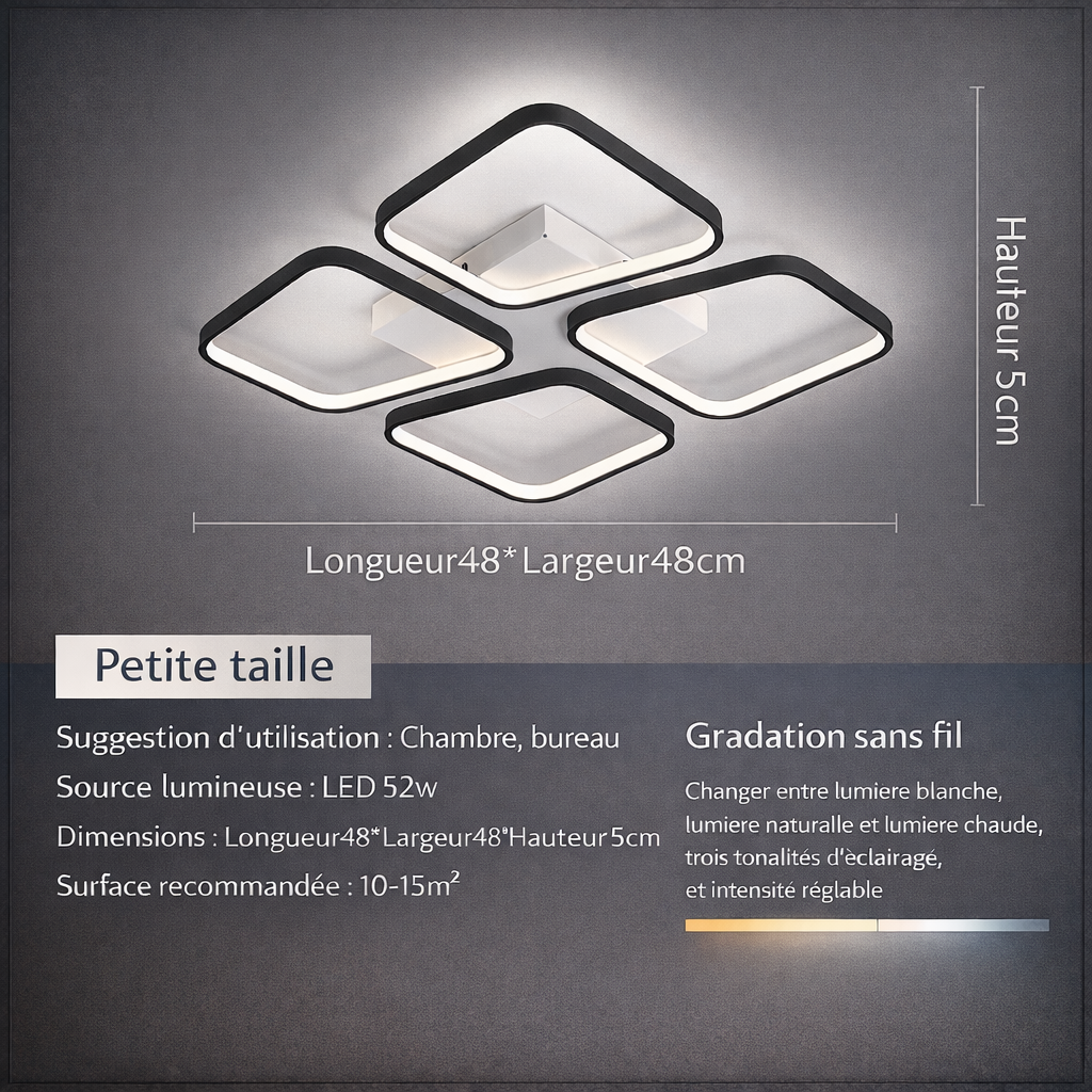 Quadrina — Plafonnier géométrique carré