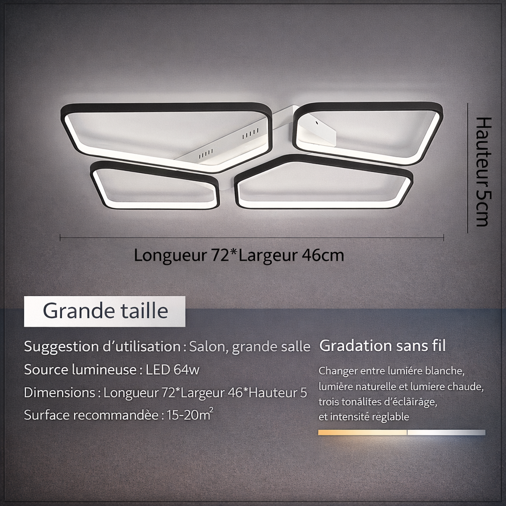 Quadrina — Plafonnier géométrique carré