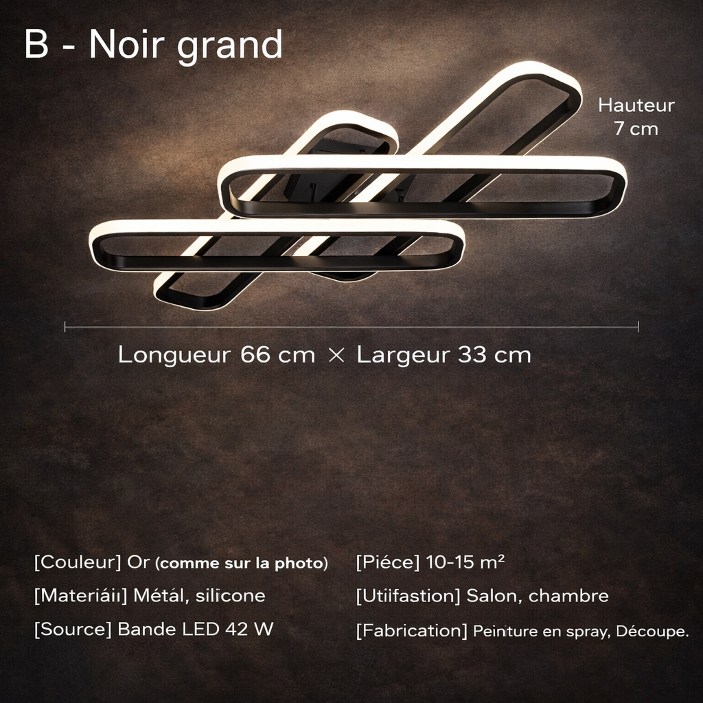 Trecia — Plafonnier entrelacs sculptés or ou noir