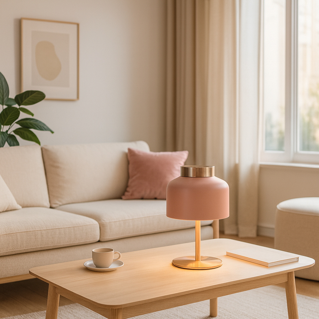 Rosalina — Lampe dôme en métal à pied doré