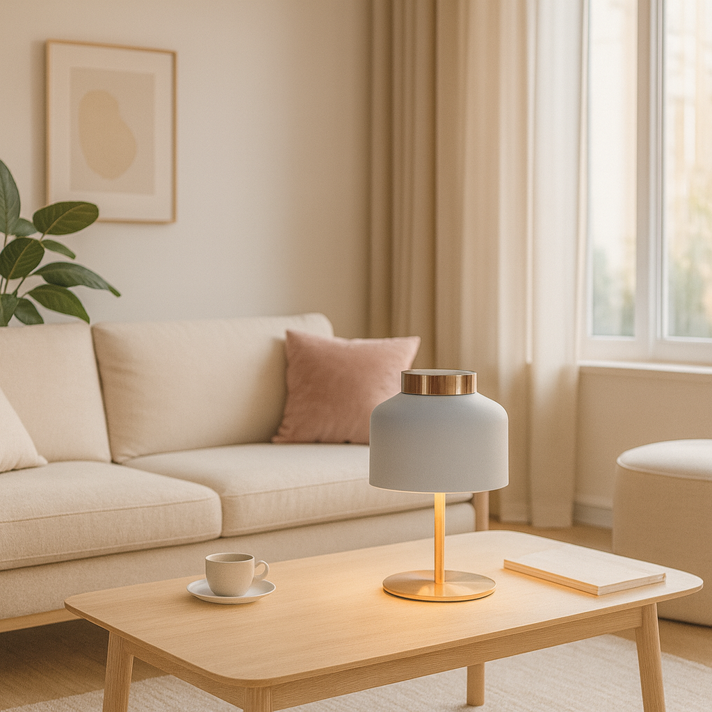 Rosalina — Lampe dôme en métal à pied doré