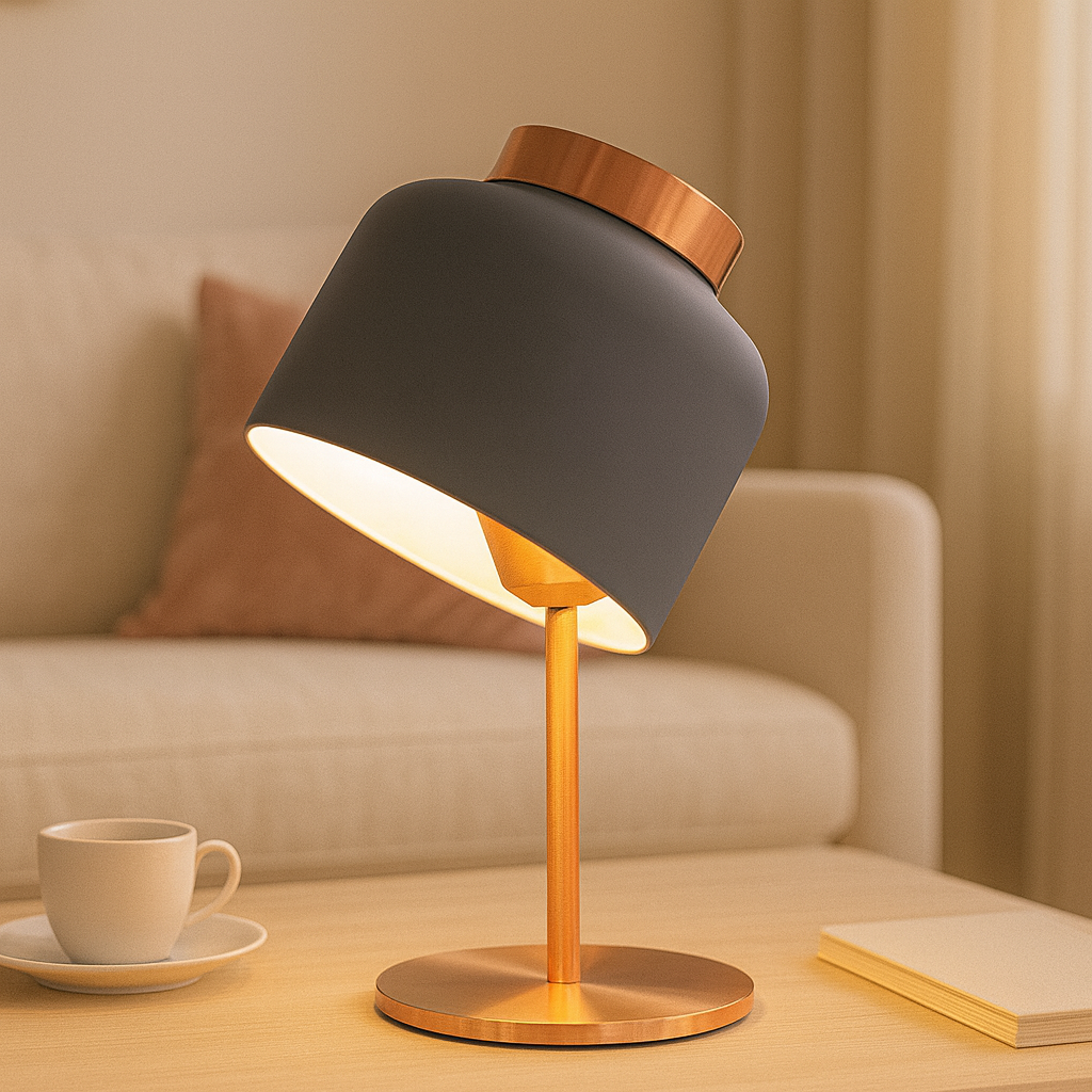 Rosalina — Lampe dôme en métal à pied doré