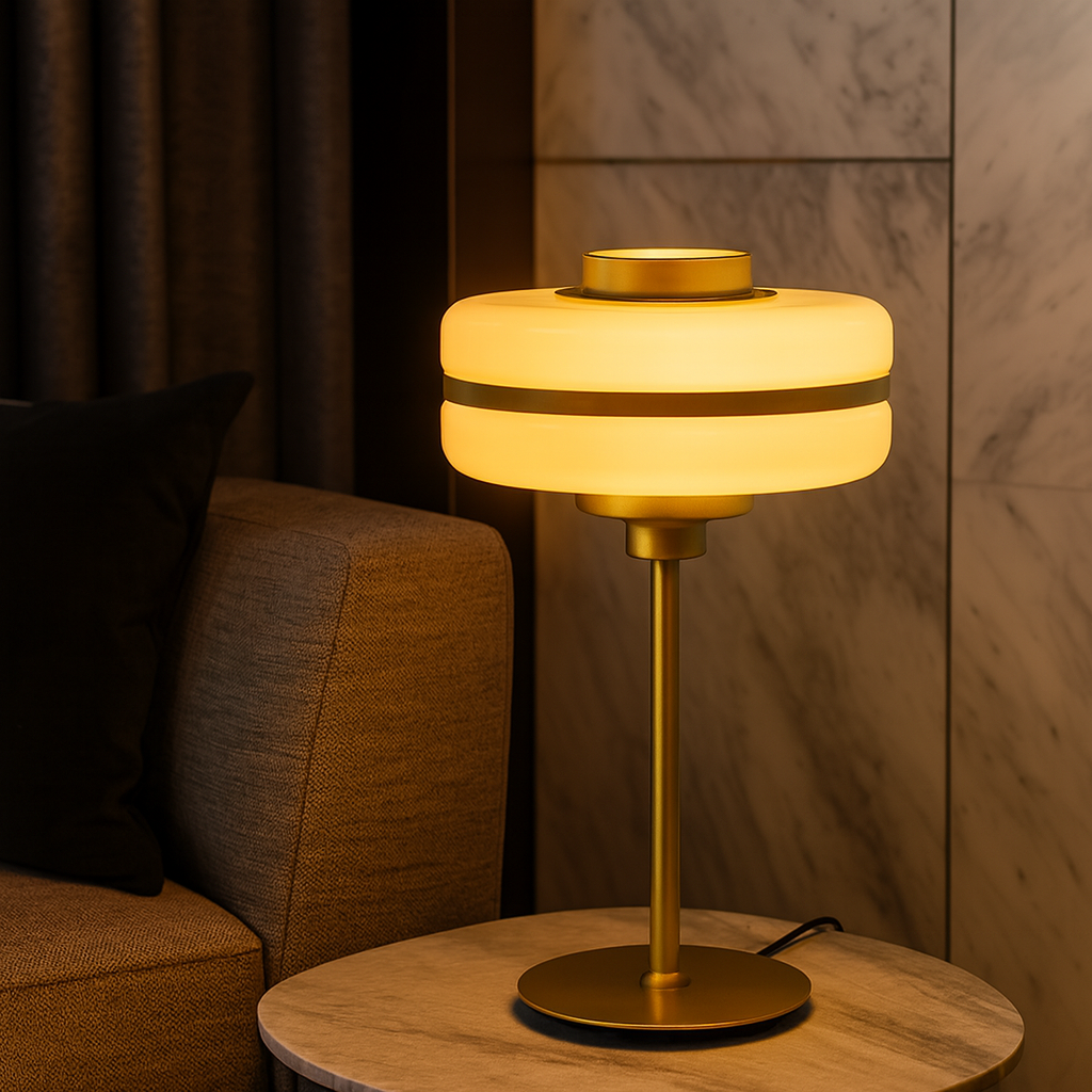 Ivoria — Lampe à poser verre dépoli et métal doré