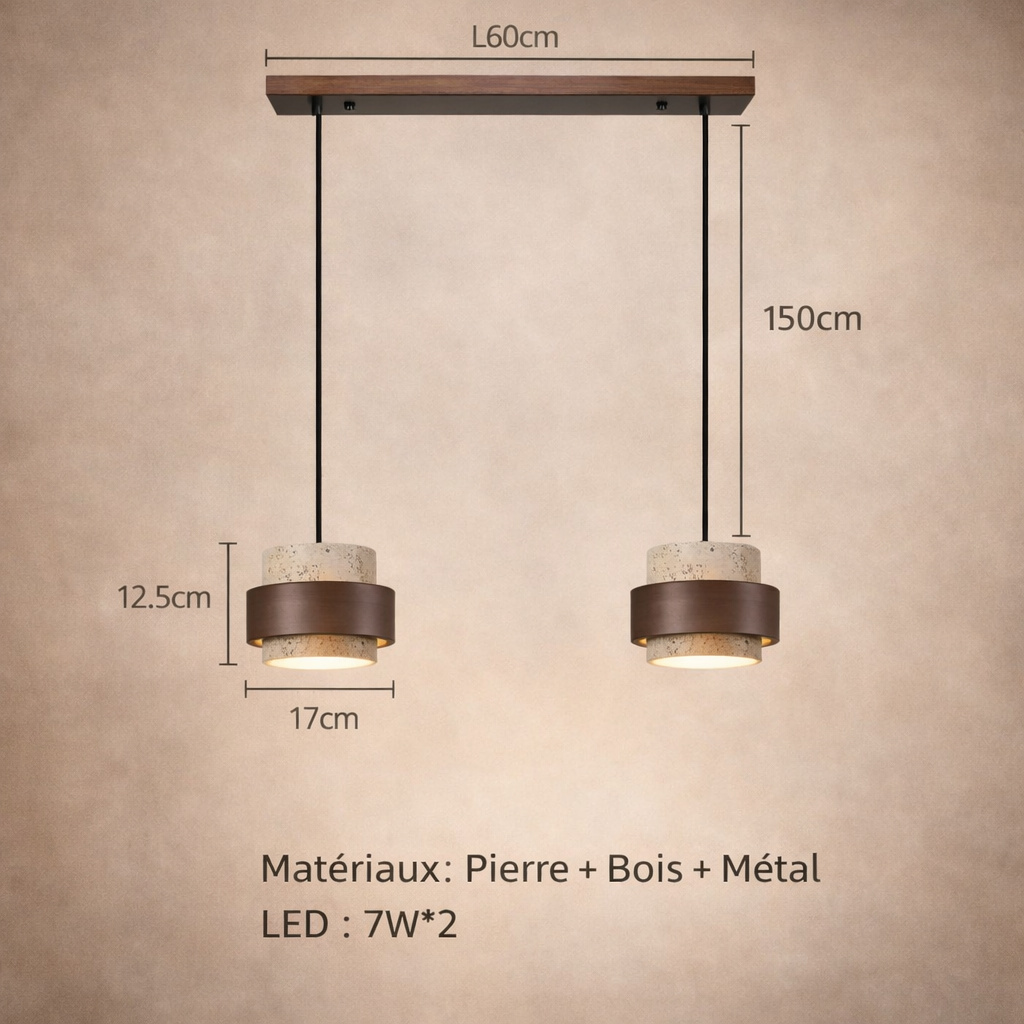 Terrane — Suspension bois deux à quatre lampes