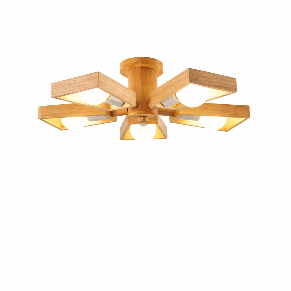 Fjordane — Plafonnier scandinave bois multi-lampes