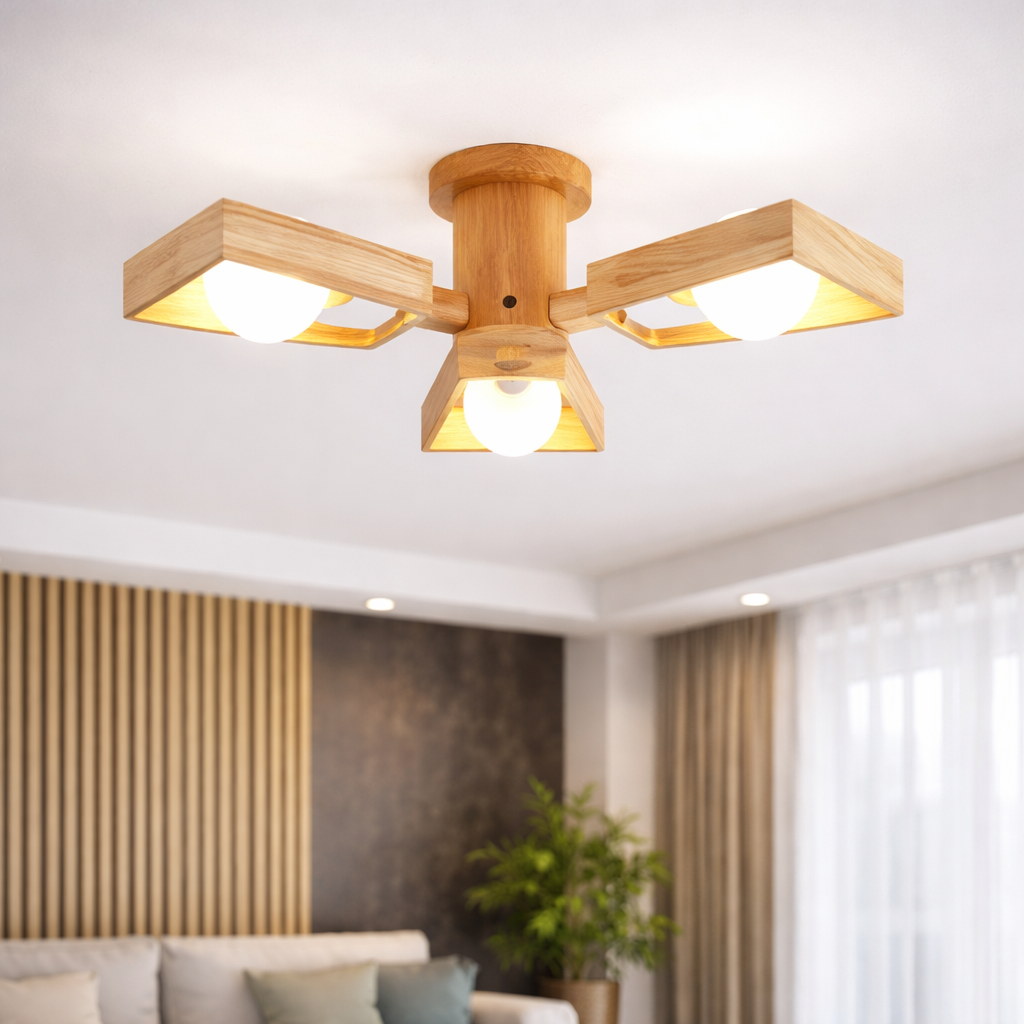 Fjordane — Plafonnier scandinave bois multi-lampes