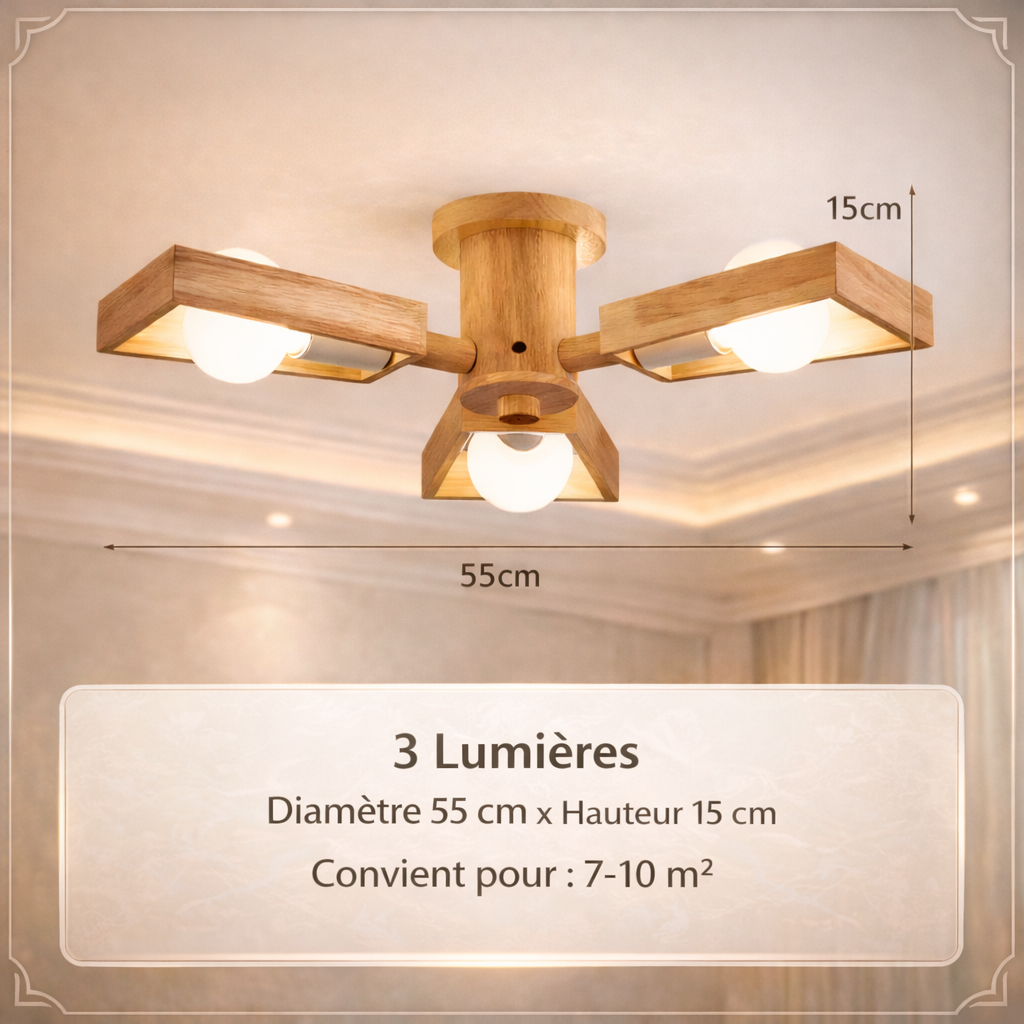 Fjordane — Plafonnier scandinave bois multi-lampes