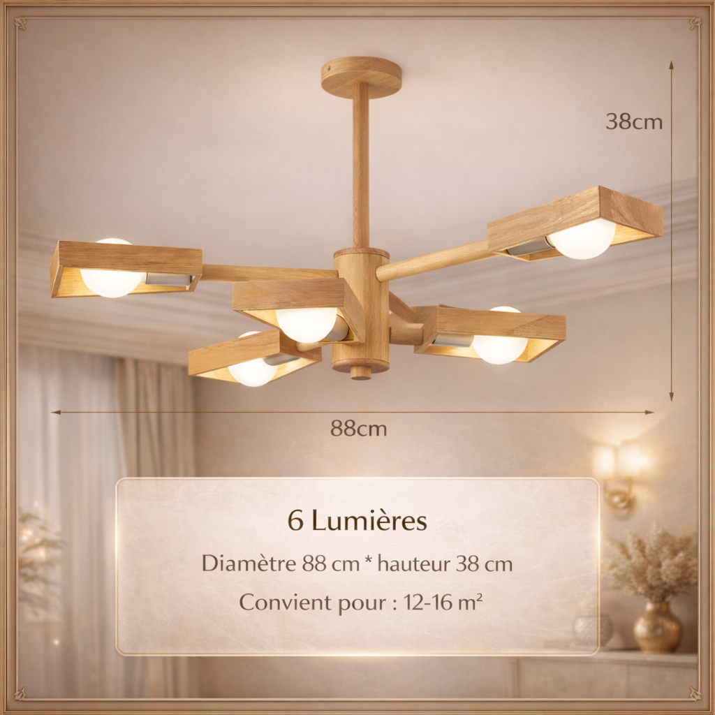 Fjordane — Plafonnier scandinave bois multi-lampes