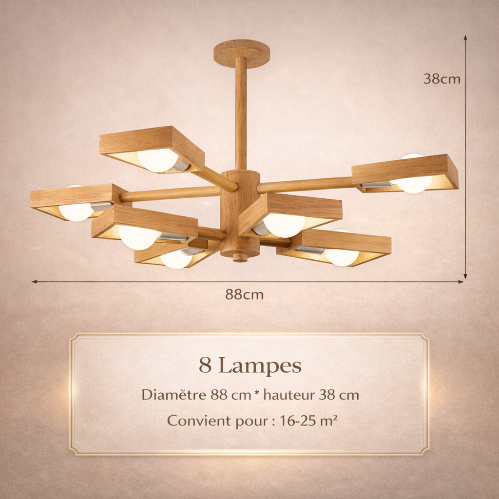 Fjordane — Plafonnier scandinave bois multi-lampes