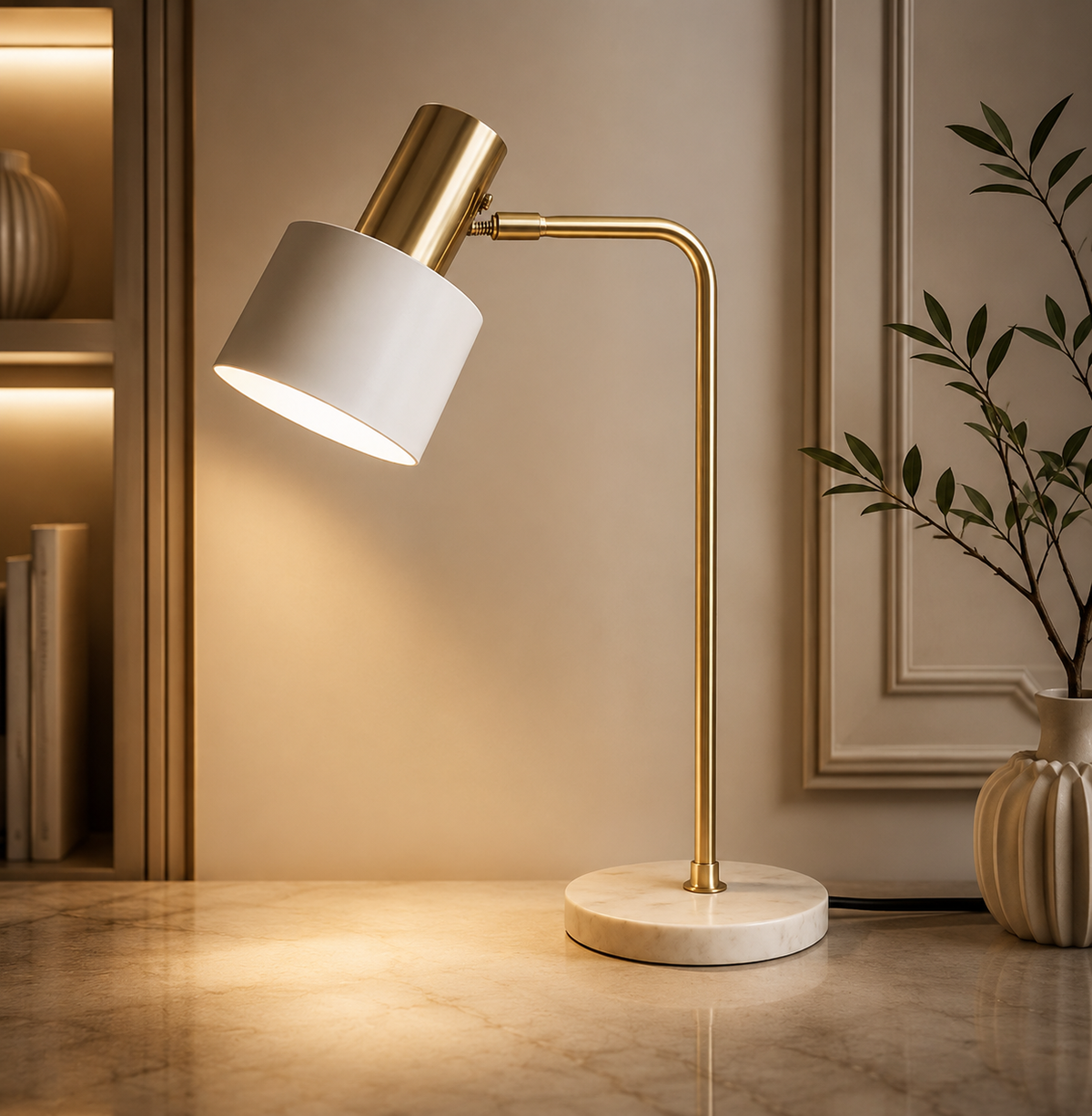 Bellina — Lampe à poser au bras doré