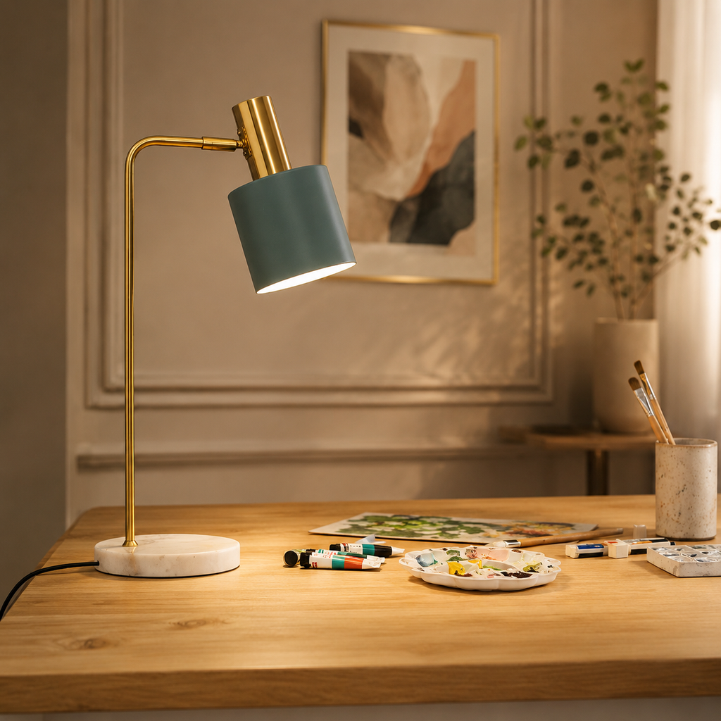 Bellina — Lampe à poser au bras doré