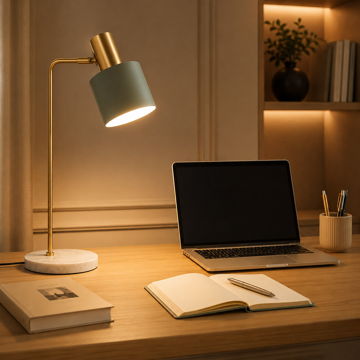Bellina — Lampe à poser au bras doré