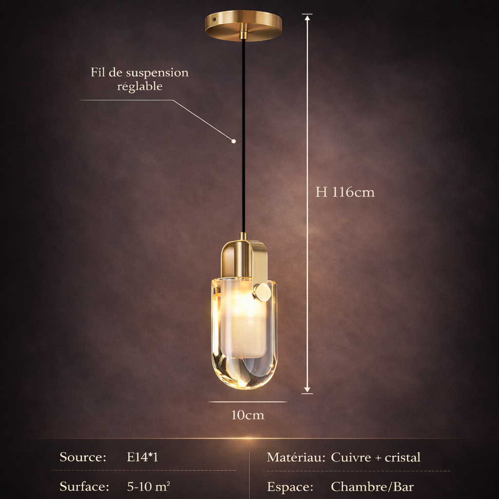 Aveline — Suspension capsule en cristal