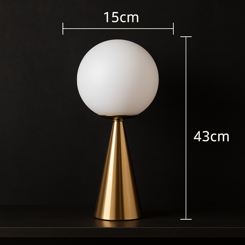 Conella — Lampe globe en verre dépoli et socle conique