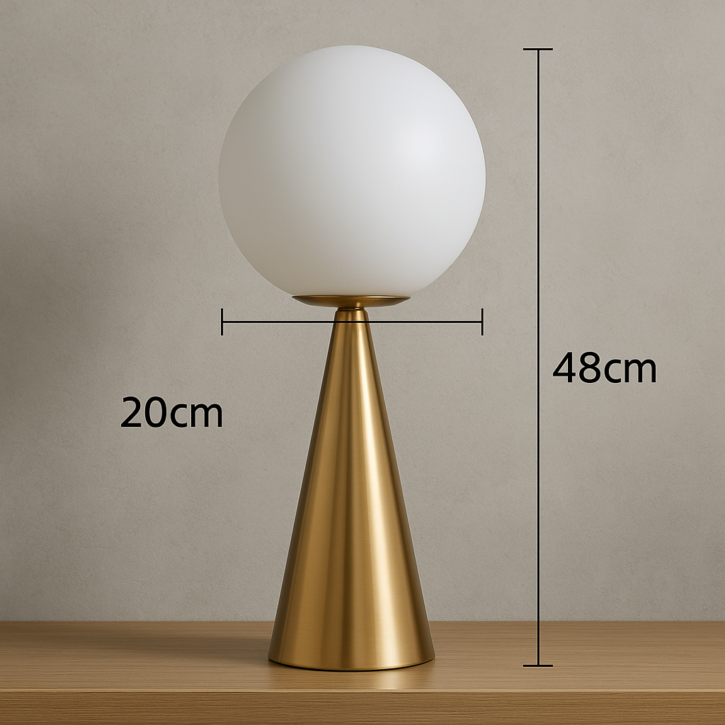 Conella — Lampe globe en verre dépoli et socle conique