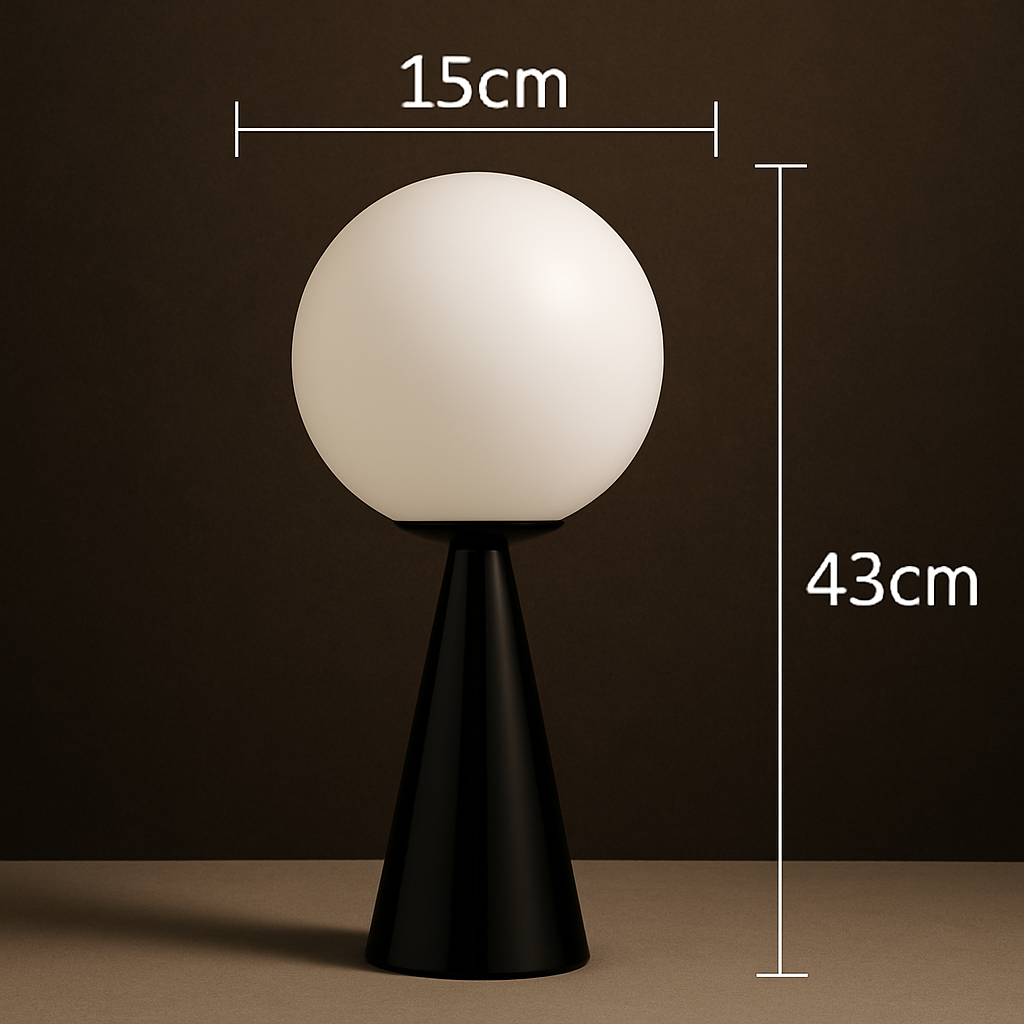 Conella — Lampe globe en verre dépoli et socle conique