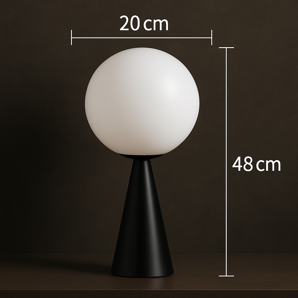 Conella — Lampe globe en verre dépoli et socle conique